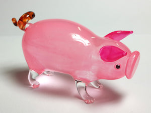 Glass Pink Pig
