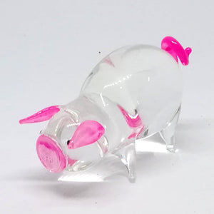 Glass Pig Pink Ear หมู