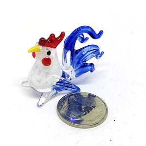 Tiny Glass Mini Chicken, Blue ไก่