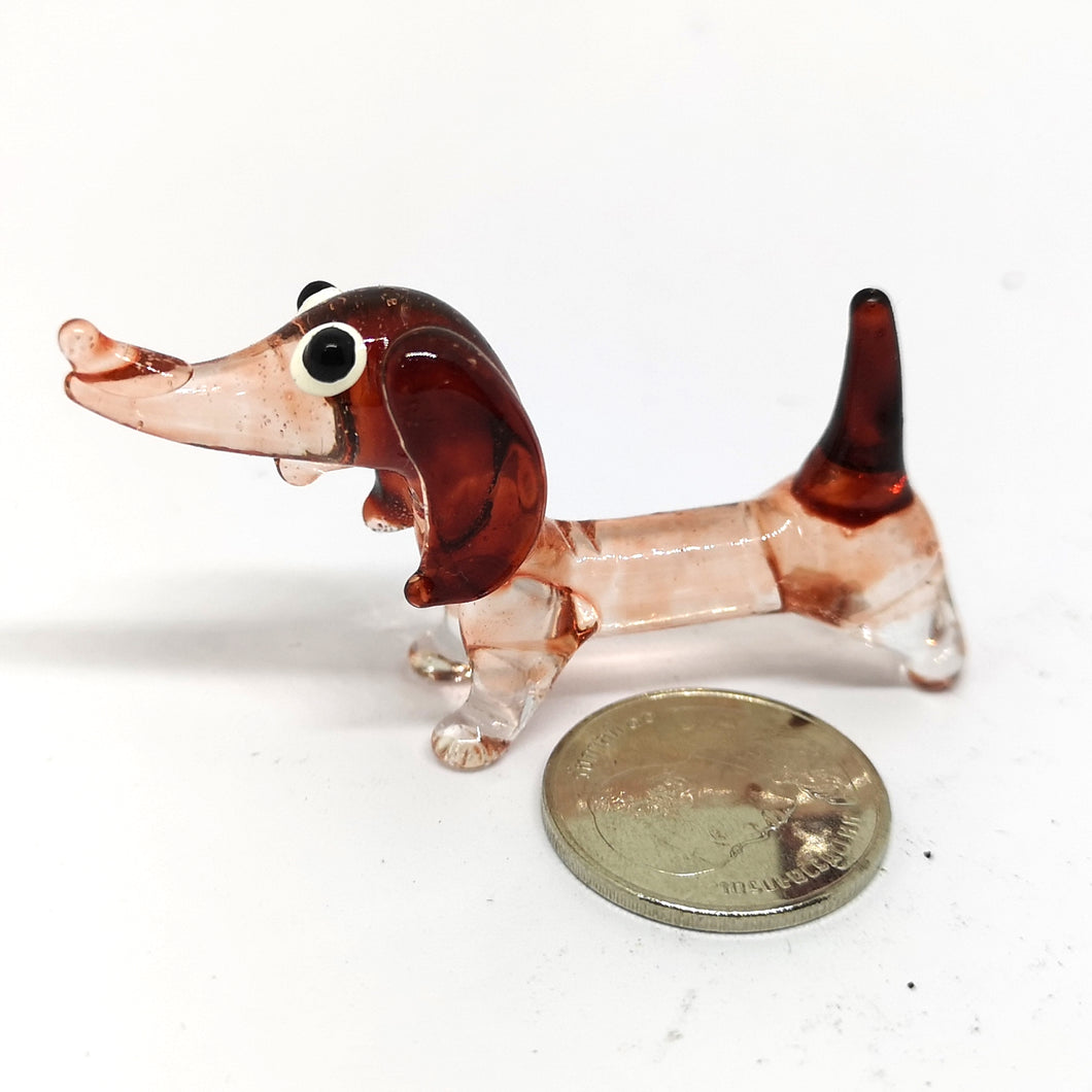 Tiny Glass Dog (Long Body) Brown หมา