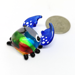 New Tiny Glass Cute Crab Blue