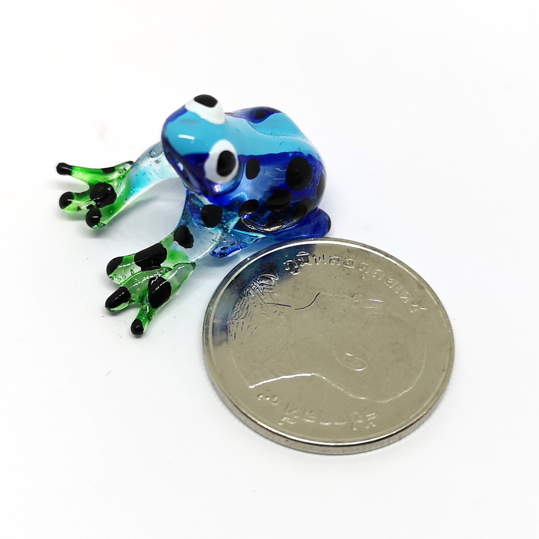 Tiny Glass Fat Frog  Blue กบอ้วนจิ๋ว