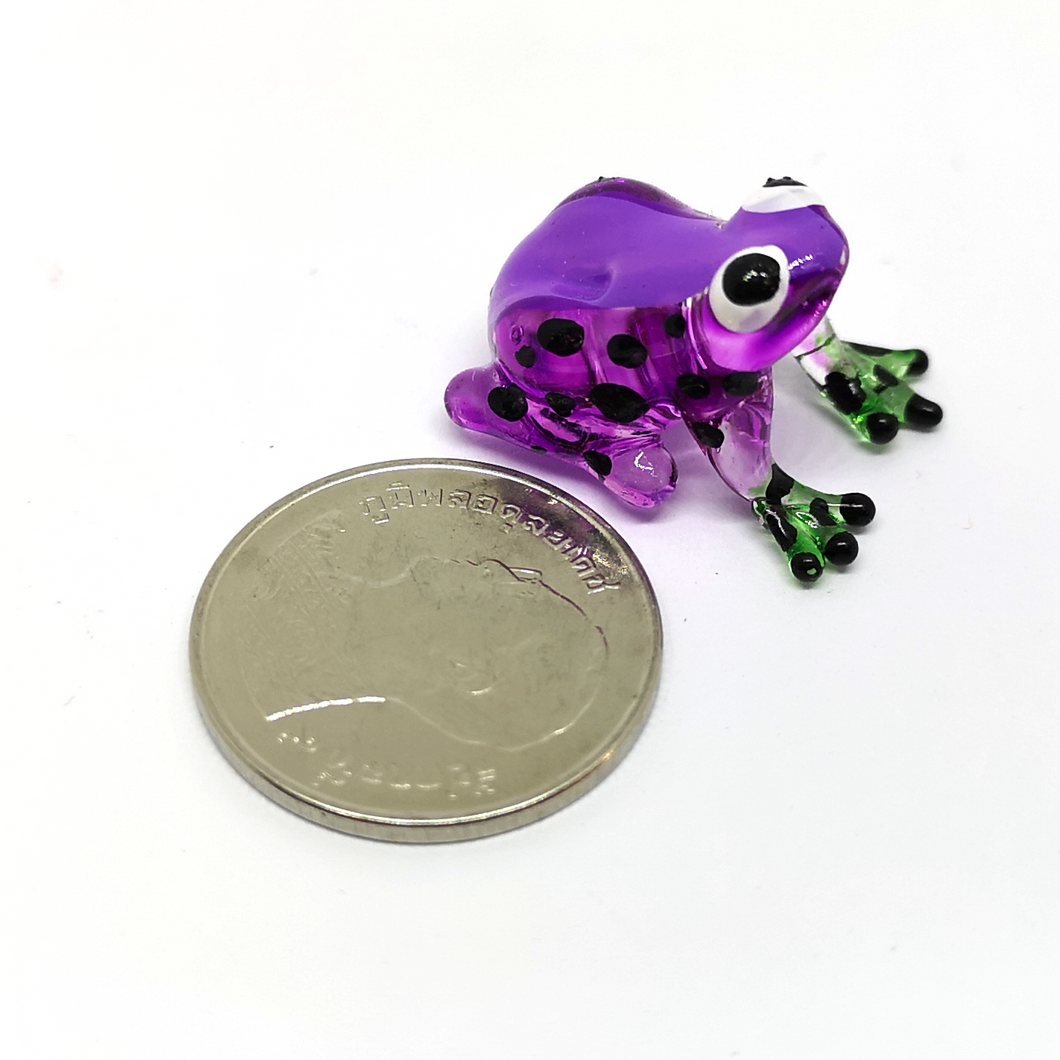Tiny Glass Fat Frog  Purple กบอ้วนจิ๋ว