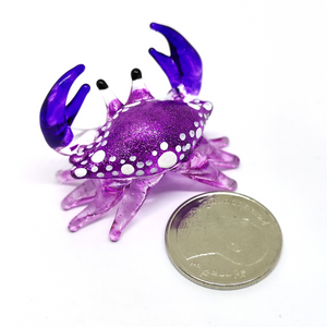 Glass New Tiny Glass Crab Purple