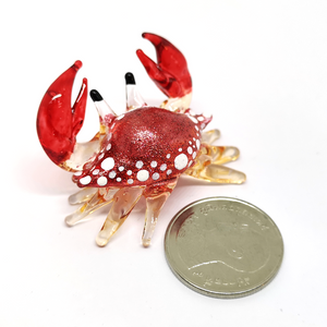 Glass New Tiny Glass Crab Red