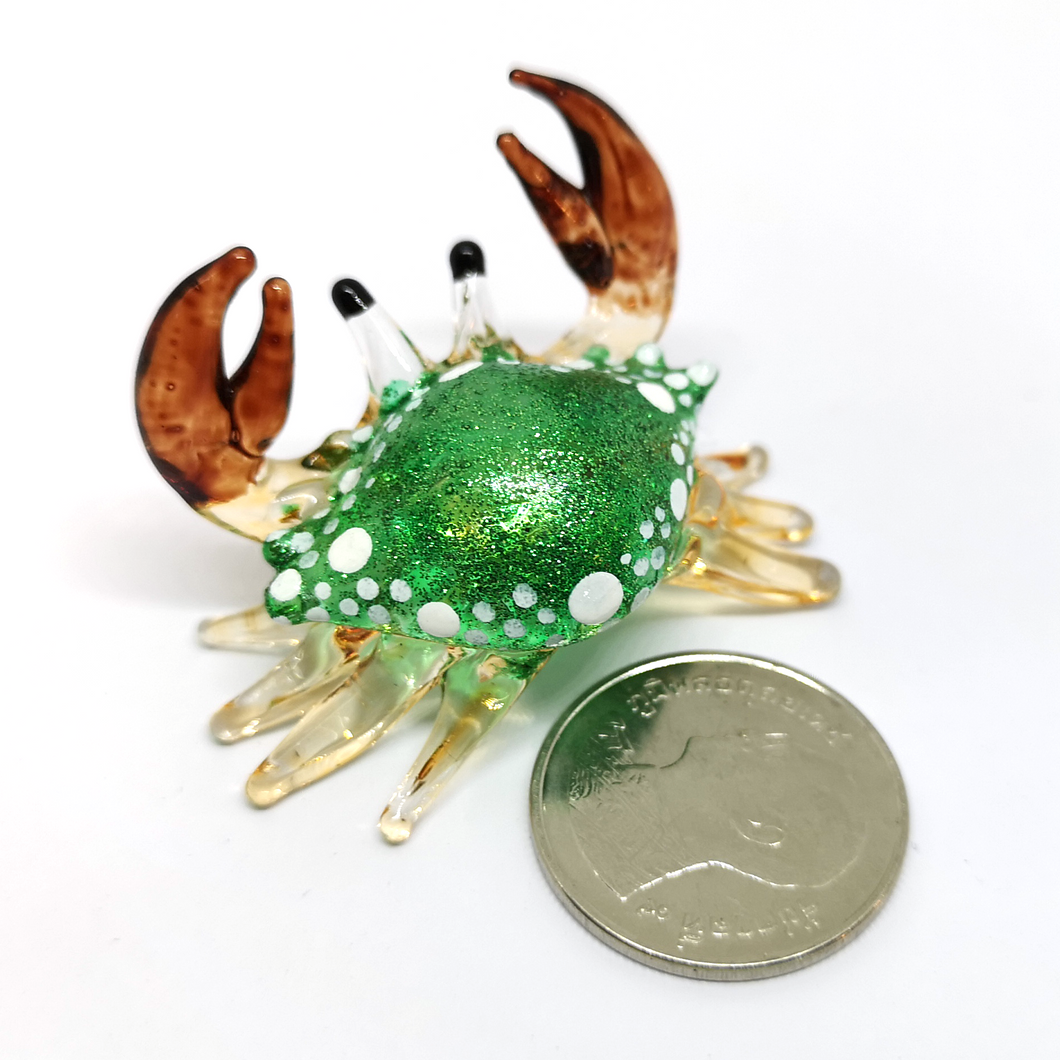 Glass New Tiny Glass Crab Green