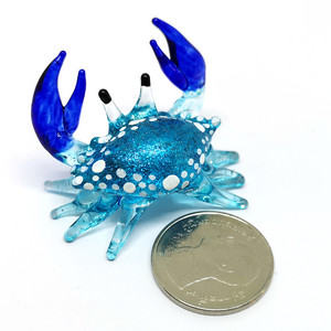 Glass New Tiny Glass Crab Blue