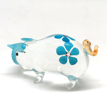 Load image into Gallery viewer, Glass Pig Flower Painted, Blue หมู
