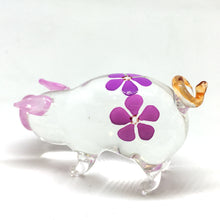 Load image into Gallery viewer, Glass Pig Flower Painted, Purple หมู
