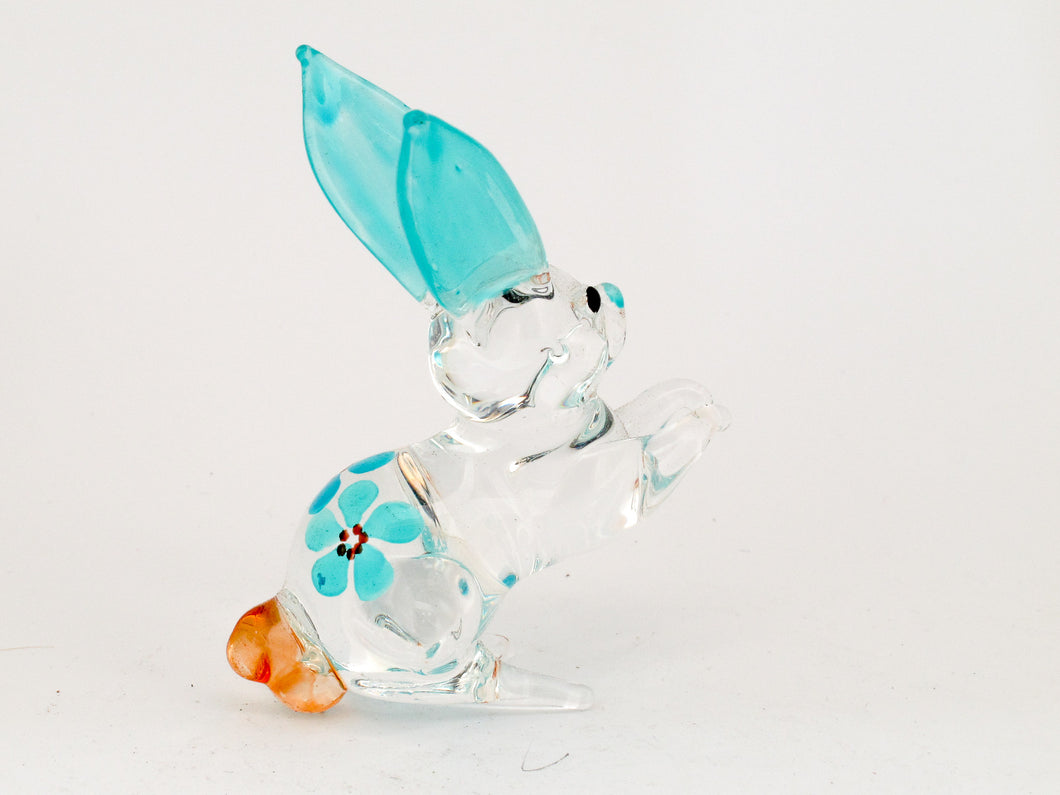 Glass Rabbit Flower Painted กระต่าย