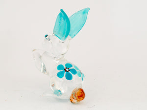 Glass Rabbit Flower Painted กระต่าย